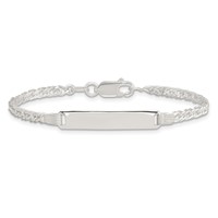 Sterling Silver Engravable Double Curb Link 27x4mm Plate 6 Inch ID Bracelet view 3