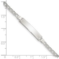 Sterling Silver Engravable Double Curb Link 27x4mm Plate 6 Inch ID Bracelet view 4