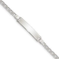 Sterling Silver Engravable Double Curb Link 27x4mm Plate 6 Inch ID Bracelet view 1