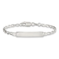 Sterling Silver Engravable Curb Link 27x4mm Plate ID Bracelet - 6in view 3