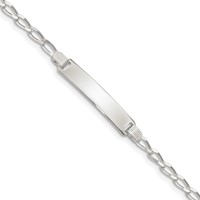 Sterling Silver Engravable Curb Link 27x4mm Plate ID Bracelet - 6in view 1