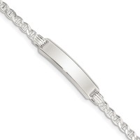 Sterling Silver Engravable Anchor Link 27x5mm Plate 6 Inch ID Bracelet view 1