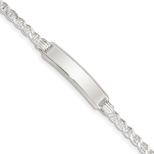 Sterling Silver Engravable Anchor Link 27x 5mm Plate ID Bracelet, 6"