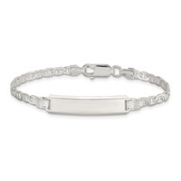 Sterling Silver Engravable Anchor Link 27x 5mm Plate ID Bracelet, 6" view 3