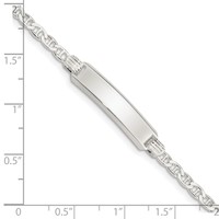 Sterling Silver Engravable Anchor Link 27x 5mm Plate ID Bracelet, 6" view 4