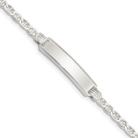 Sterling Silver Engravable Anchor Link 27x 5mm Plate ID Bracelet, 6" view 1