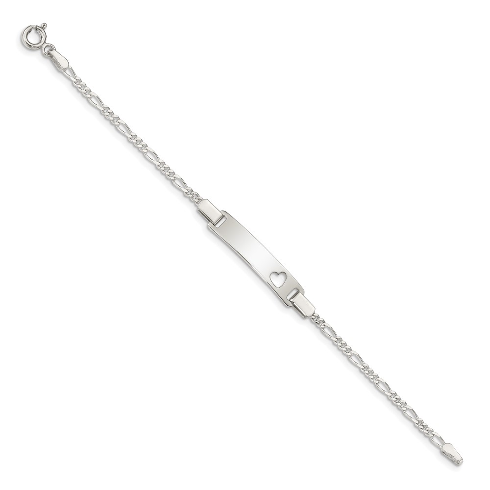 Sterling Silver Baby ID with Cut-out Heart Bracelet (QID40-6)