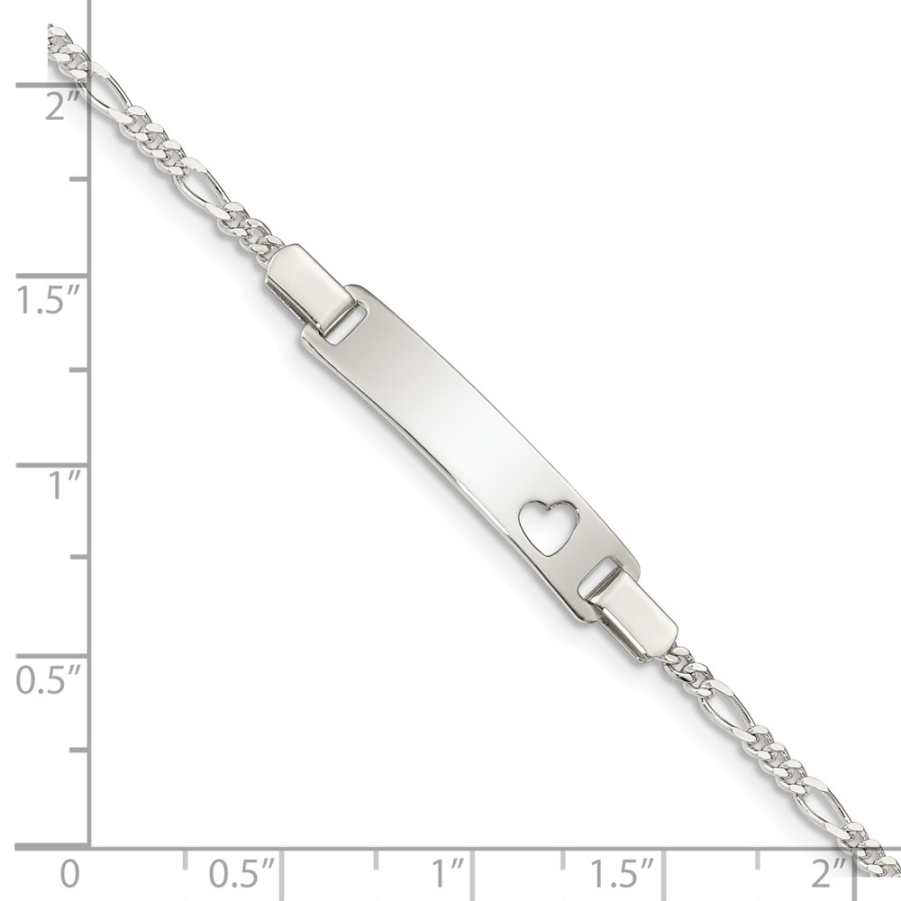 Sterling Silver Baby ID with Cut-out Heart Bracelet (QID40-6)