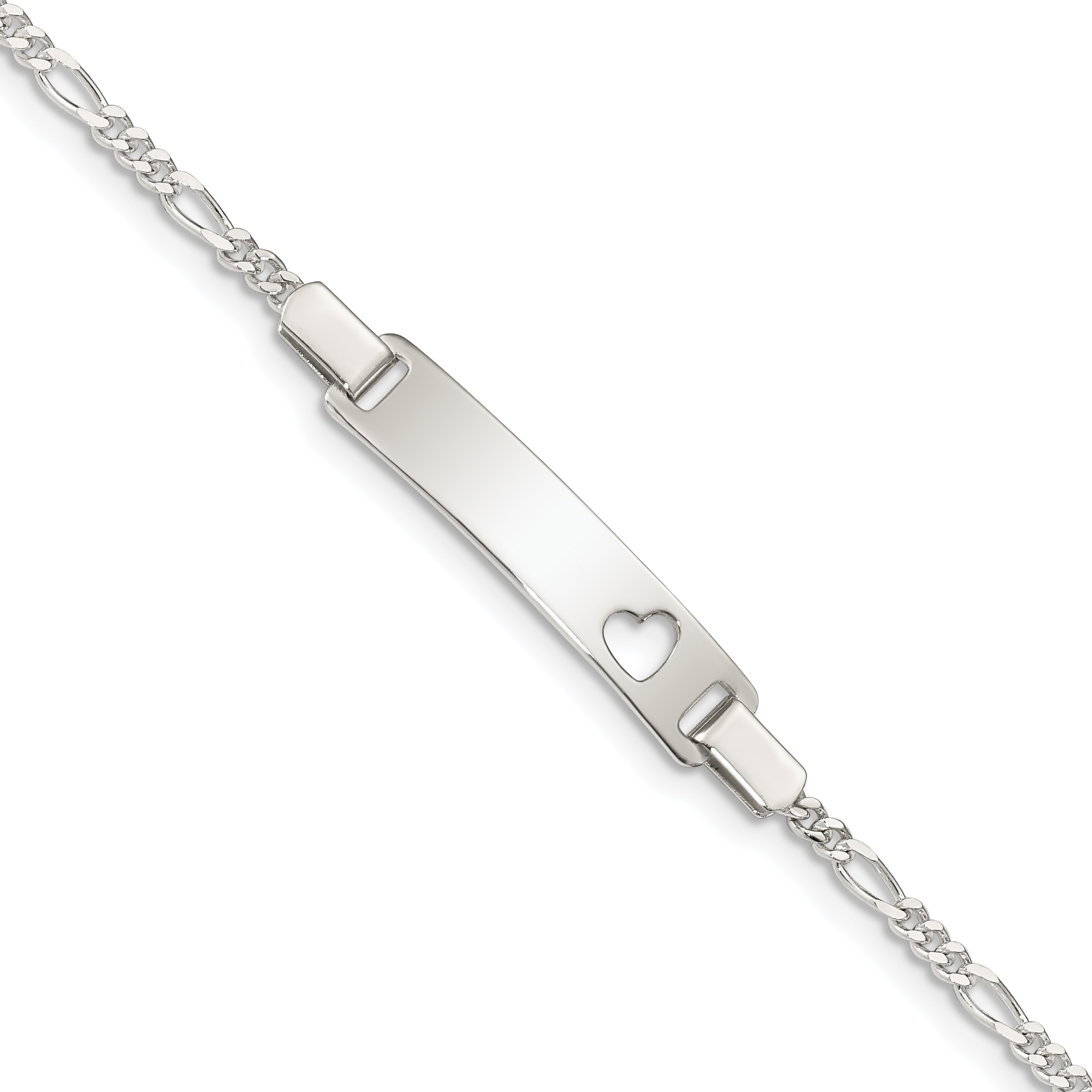 Sterling Silver Baby ID with Cut-out Heart Bracelet (QID40-5.5)