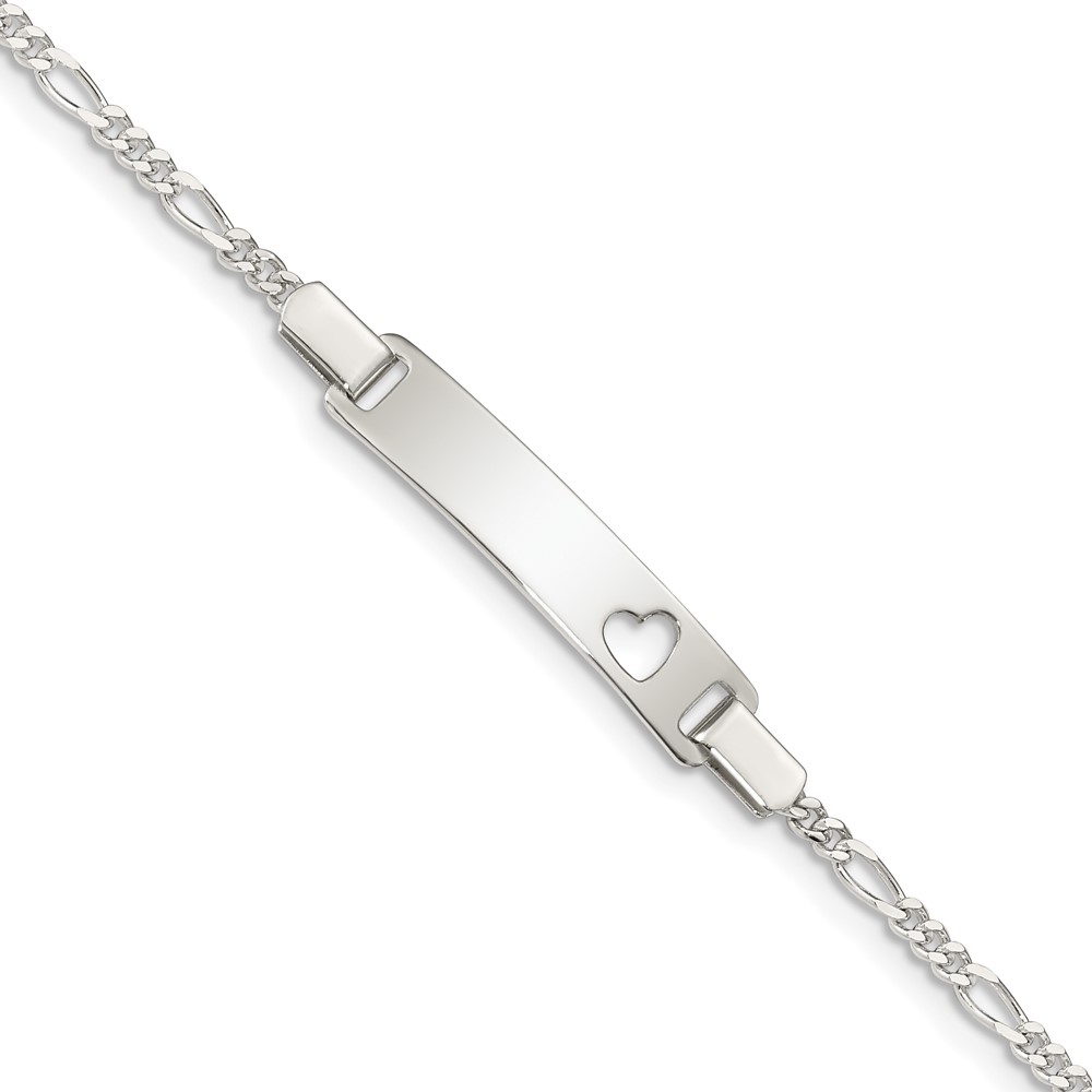 Sterling Silver Baby ID with Cut-out Heart Bracelet (QID40-5.5)