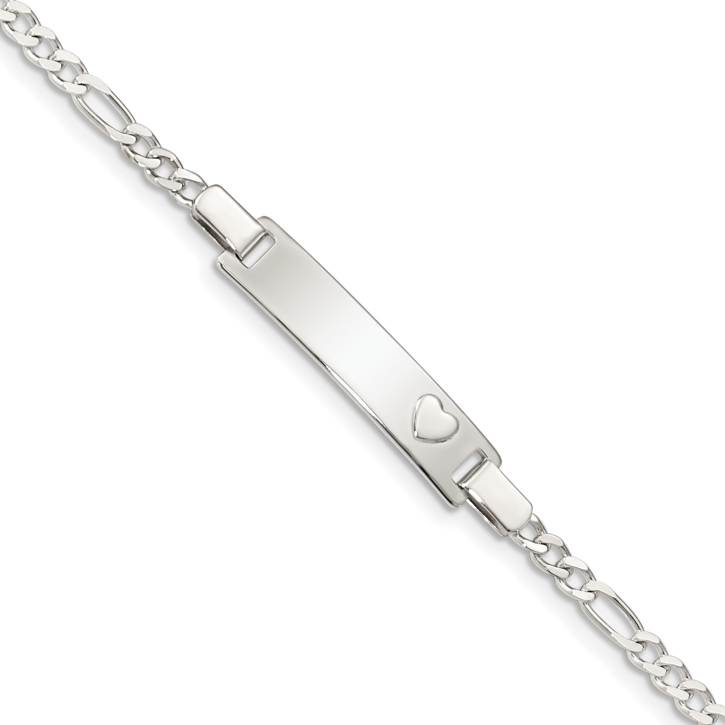 Sterling Silver Baby ID with Heart Bracelet (QID41-5.5)