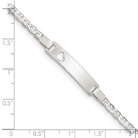 Sterling Silver Engravable Anchor Link Cut-out Heart 27x 5mm Plate ID Bracelet, 5.5" view 4