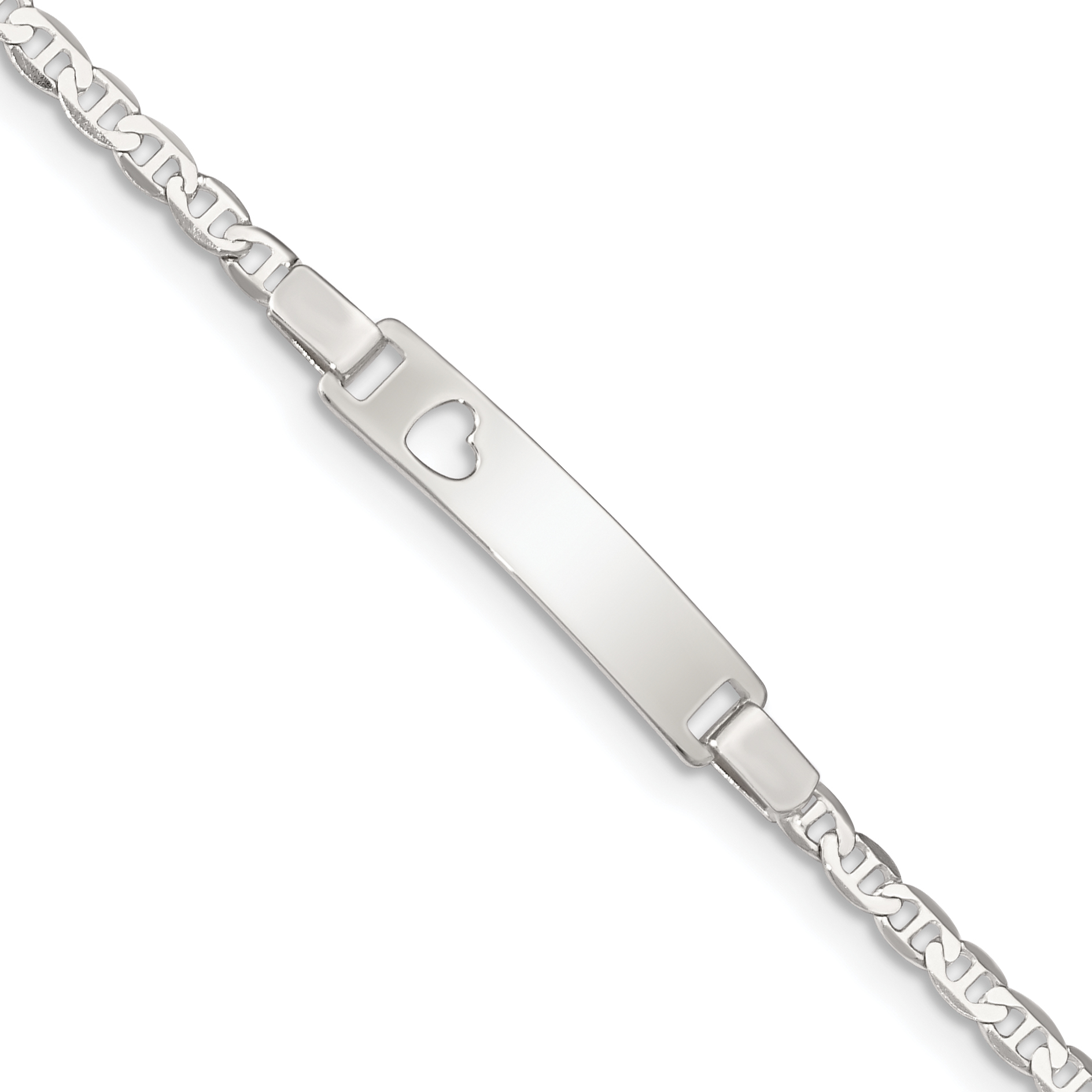 Sterling Silver Baby ID with Cut-out Heart Bracelet (QID45-5.5)
