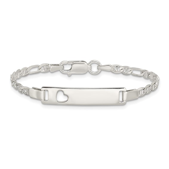 Sterling Silver Baby ID with Cut-out Heart Bracelet