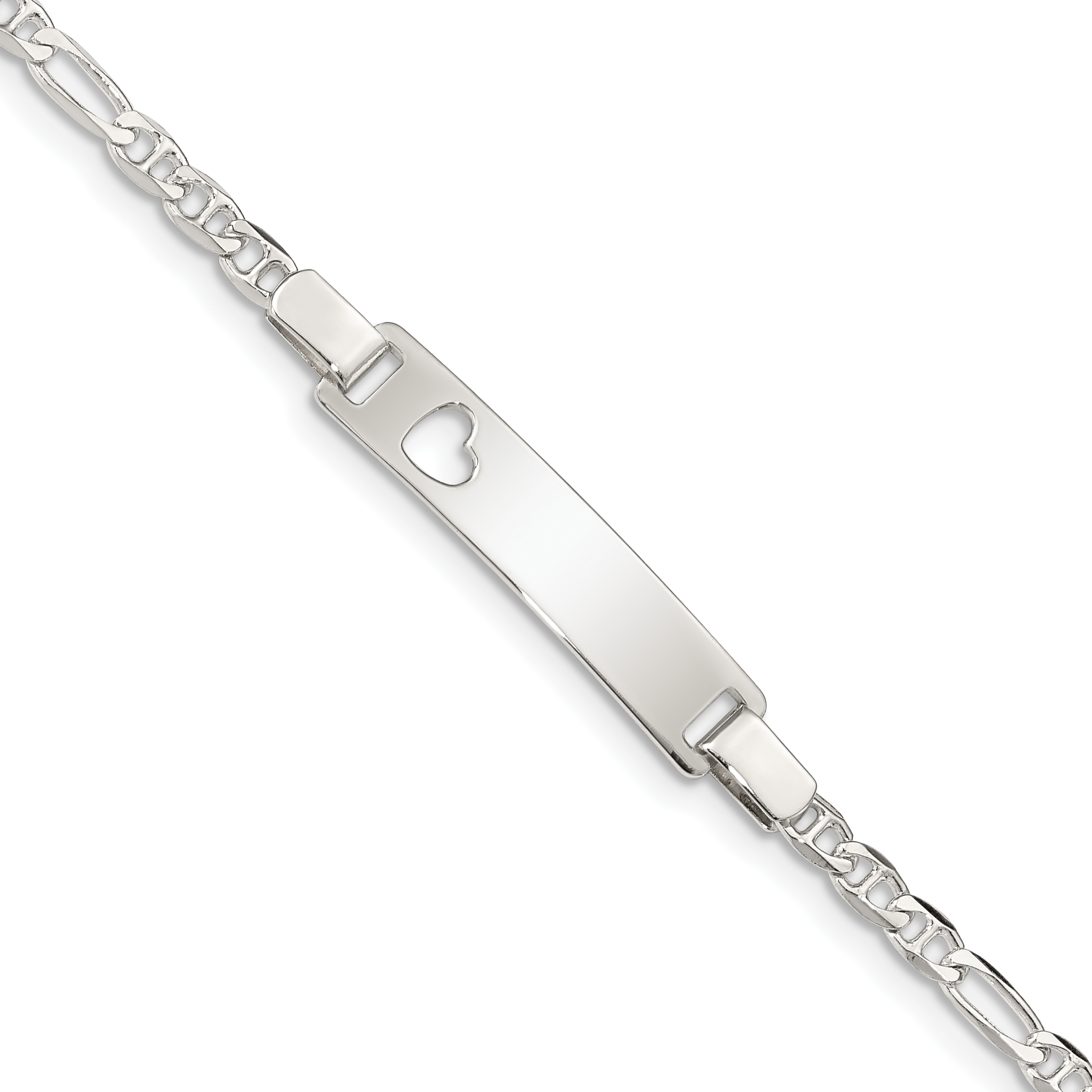 Sterling Silver Baby ID with Cut-out Heart Bracelet (QID46-5.5)