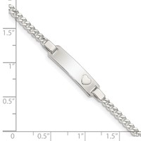 Sterling Silver Engravable Curb Link 22x 5mm Plate Bracelet with Heart ID, 6" view 4