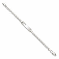 Sterling Silver Engravable Curb Link Cut-out Heart 23x 5mm Plate ID Bracelet, 5.5" view 2
