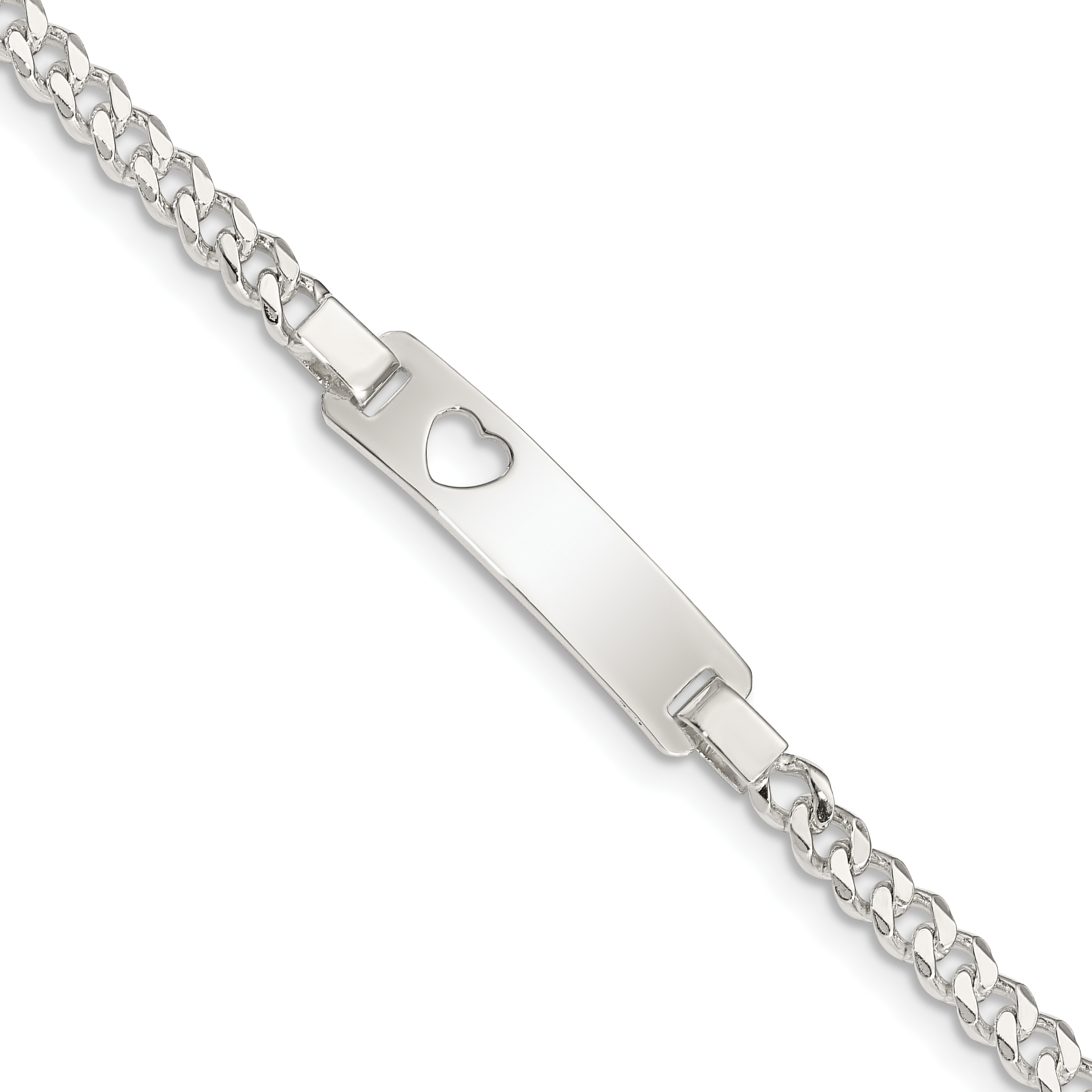 Sterling Silver Baby ID with Cut-out Heart Bracelet (QID48-5.5)