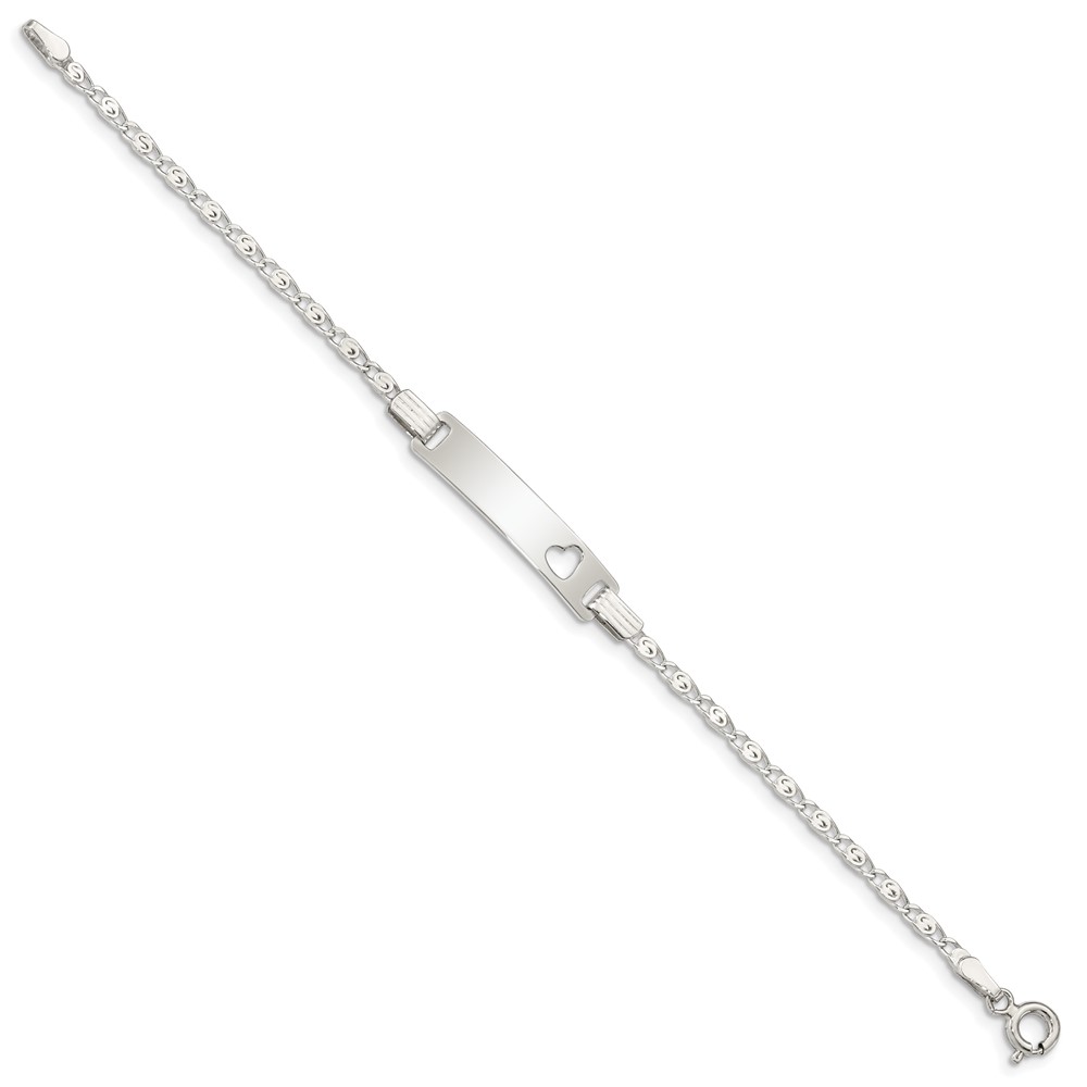Sterling Silver Baby ID with Cut-out Heart Bracelet (QID51-6)