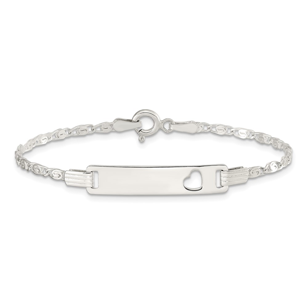 Sterling Silver Baby ID with Cut-out Heart Bracelet (QID51-6)