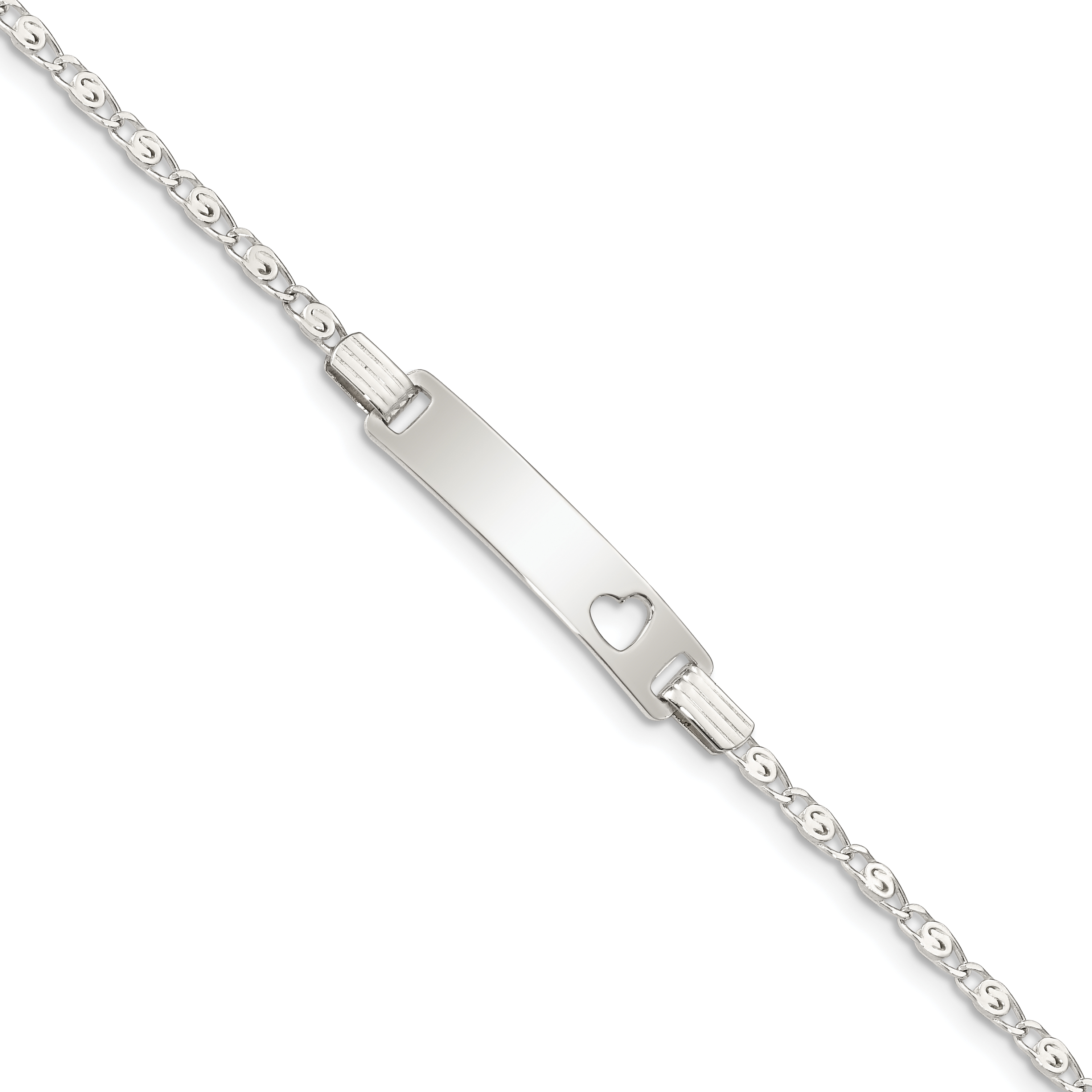Sterling Silver Baby ID with Cut-out Heart Bracelet (QID51-6)