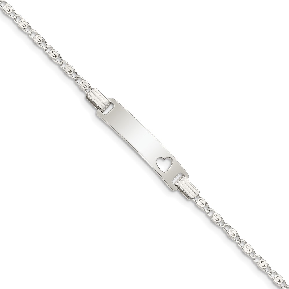 Sterling Silver Baby ID with Cut-out Heart Bracelet (QID51-6)