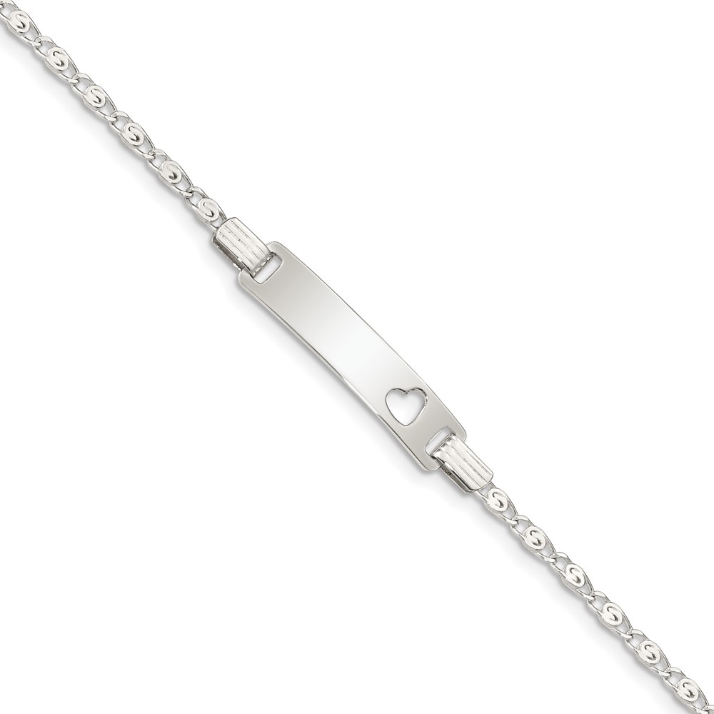 Sterling Silver Baby ID with Cut-out Heart Bracelet (QID51-5.5)