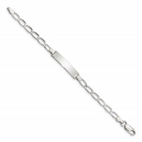 Sterling Silver Engravable Curb Link 27x 5mm Plate ID Bracelet, 5.5" view 2