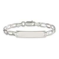 Sterling Silver Engravable Curb Link 27x 5mm Plate ID Bracelet, 5.5" view 3