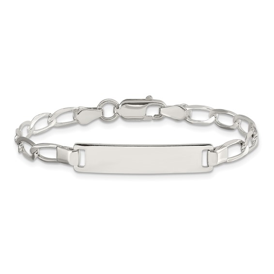 Sterling Silver Polished Engraveable Childrens ID Bracelet