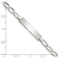Sterling Silver Engravable Curb Link 27x 5mm Plate ID Bracelet, 5.5" view 4