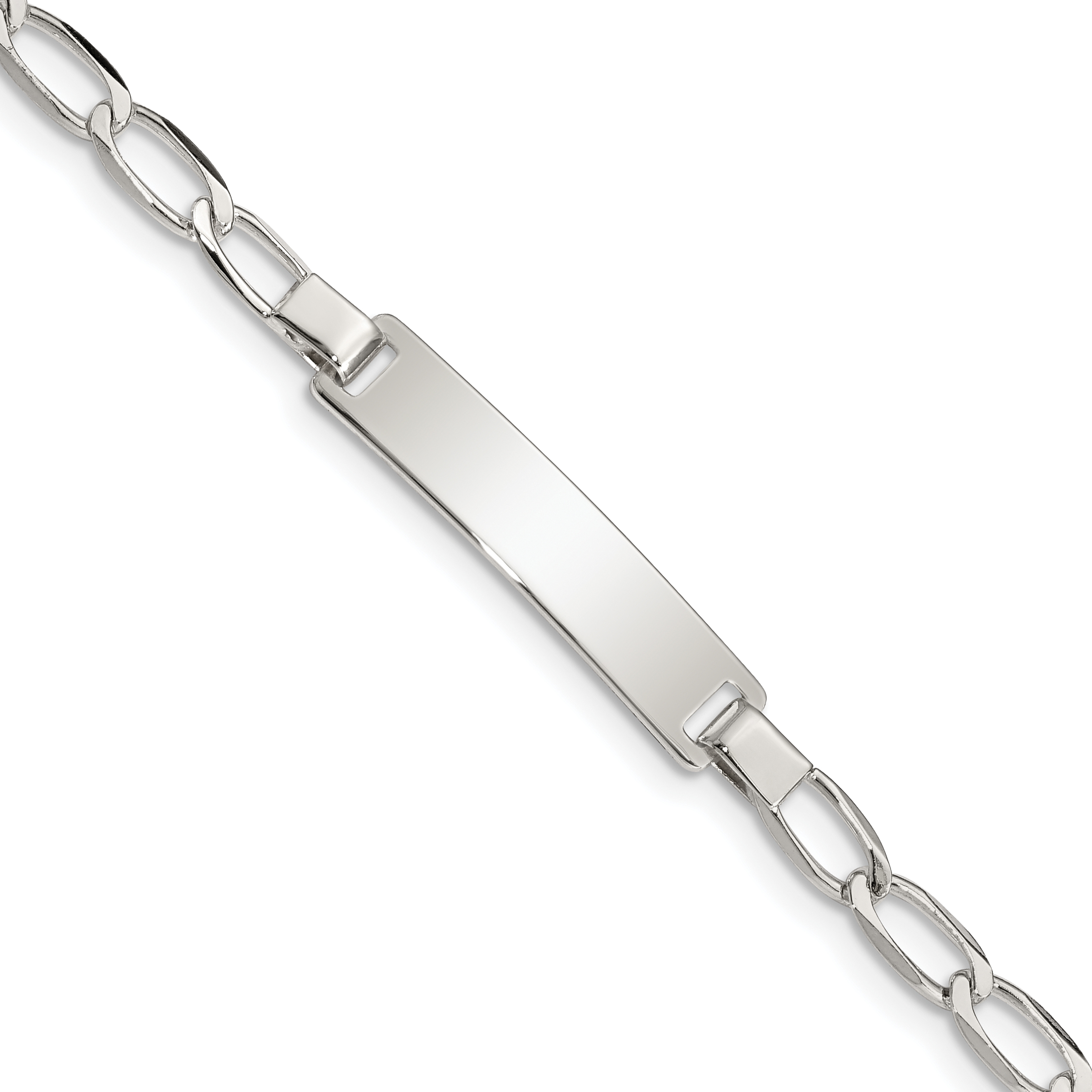 Sterling Silver Polished Engraveable Childrens ID Bracelet (QID56-5.5)