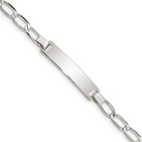 Sterling Silver Engravable Curb Link 27x 5mm Plate ID Bracelet, 5.5" view 1