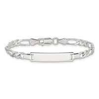 Sterling Silver Engravable Figaro Link 27x5mm Plate ID Bracelet - 6in view 3