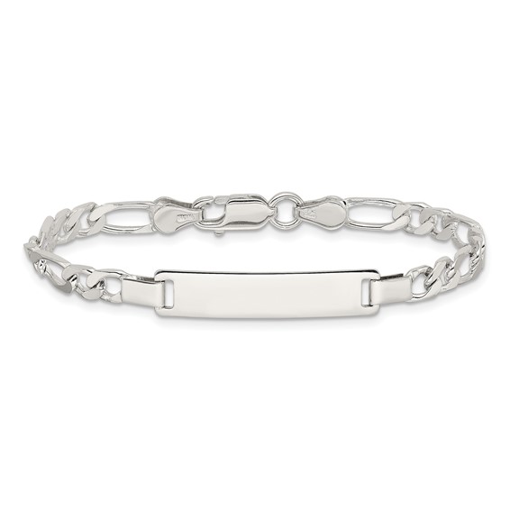 Sterling Silver Engraveable Childrens ID on Figaro Link Bracelet