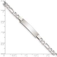 Sterling Silver Engravable Figaro Link 27x5mm Plate ID Bracelet - 6in view 4