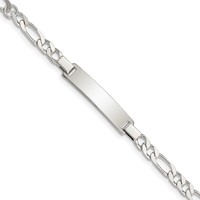 Sterling Silver Engravable Figaro Link 27x5mm Plate ID Bracelet - 6in view 1