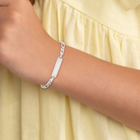 Sterling Silver Engravable Figaro Anchor Link 21x 5mm Plate Plus 1 Inch Extender ID Bracelet, 5" view 5
