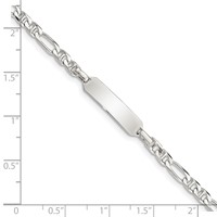 Sterling Silver Engravable Figaro Anchor Link 21x 5mm Plate Plus 1 Inch Extender ID Bracelet, 5" view 4