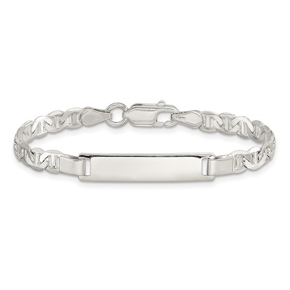 Sterling Silver Engraveable Childrens ID Anchor Link Bracelet