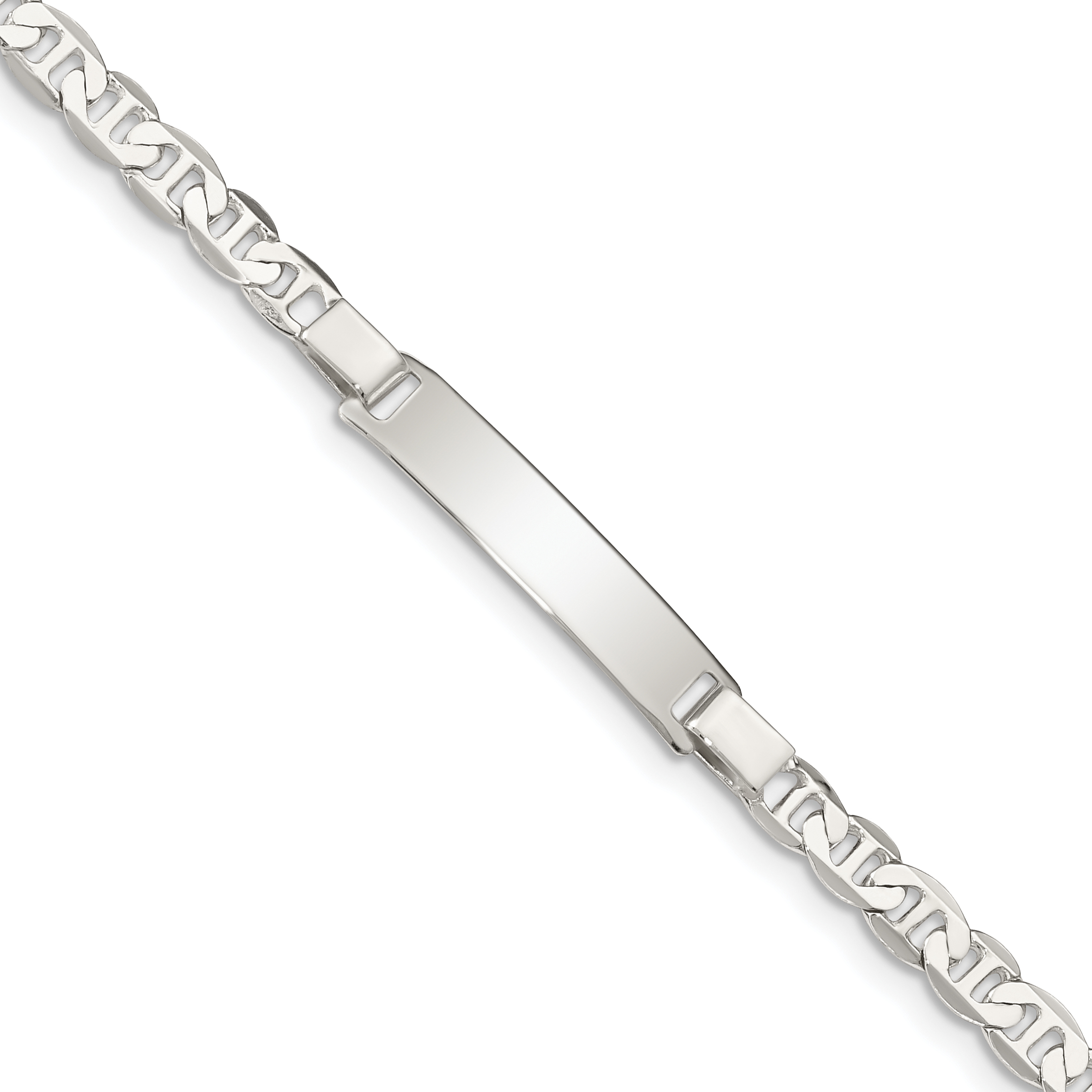 Sterling Silver Engraveable Childrens ID Anchor Link Bracelet (QID59-6)