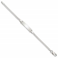 Sterling Silver Engravable Curb Link 27x 5mm Plate ID Bracelet, 5.5" view 2