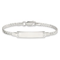 Sterling Silver Engravable Curb Link 27x 5mm Plate ID Bracelet, 5.5" view 3
