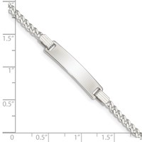 Sterling Silver Engravable Curb Link 27x 5mm Plate ID Bracelet, 5.5" view 4
