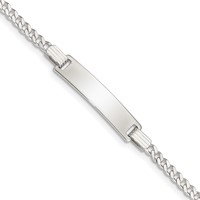 Sterling Silver Engravable Curb Link 27x 5mm Plate ID Bracelet, 5.5" view 1