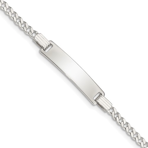 Sterling Silver Engravable Curb Link 27x 5mm Plate ID Bracelet, 5.5"