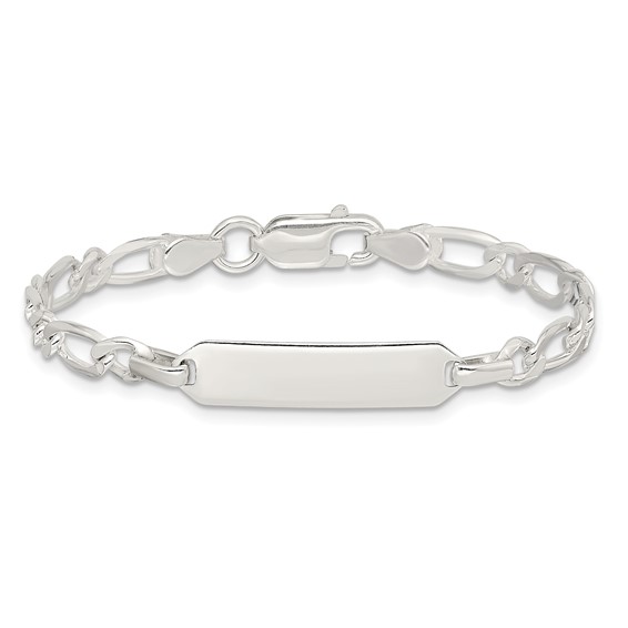 Sterling Silver Polished Engraveable Childrens ID Bracelet