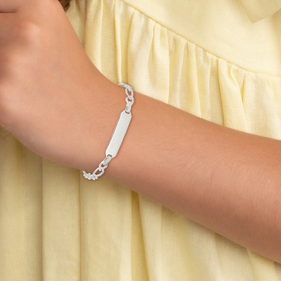 Sterling Silver Polished Engraveable Childrens ID Bracelet