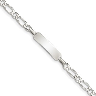 Sterling Silver Polished Engraveable Childrens ID Bracelet