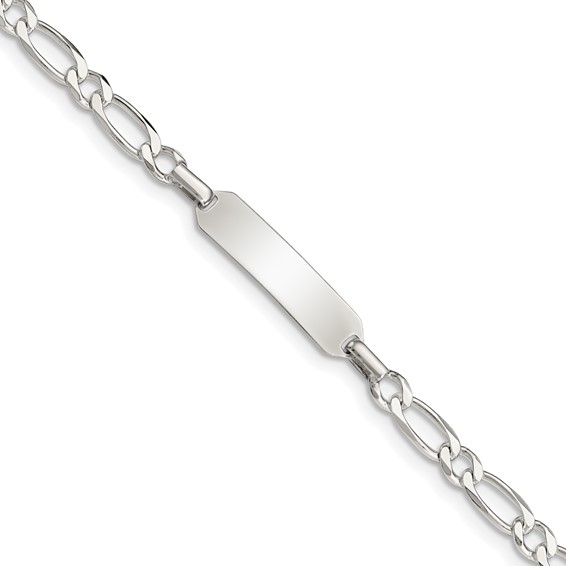 Sterling Silver Polished Engraveable Childrens ID Bracelet